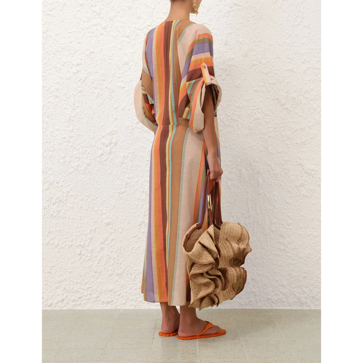 Solstice Tunic Midi Dress in Multi Stripe