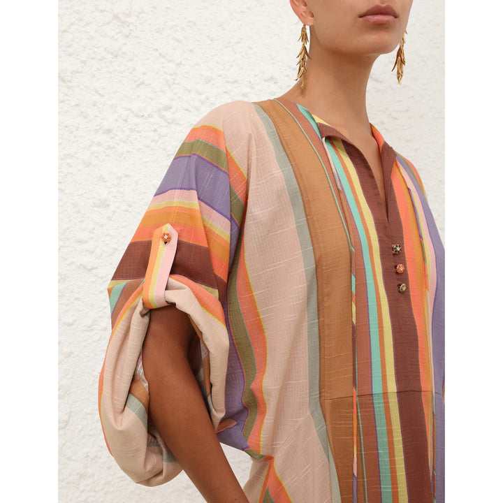 Solstice Tunic Midi Dress in Multi Stripe