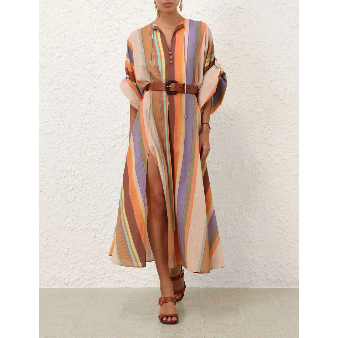 Solstice Tunic Midi Dress in Multi Stripe