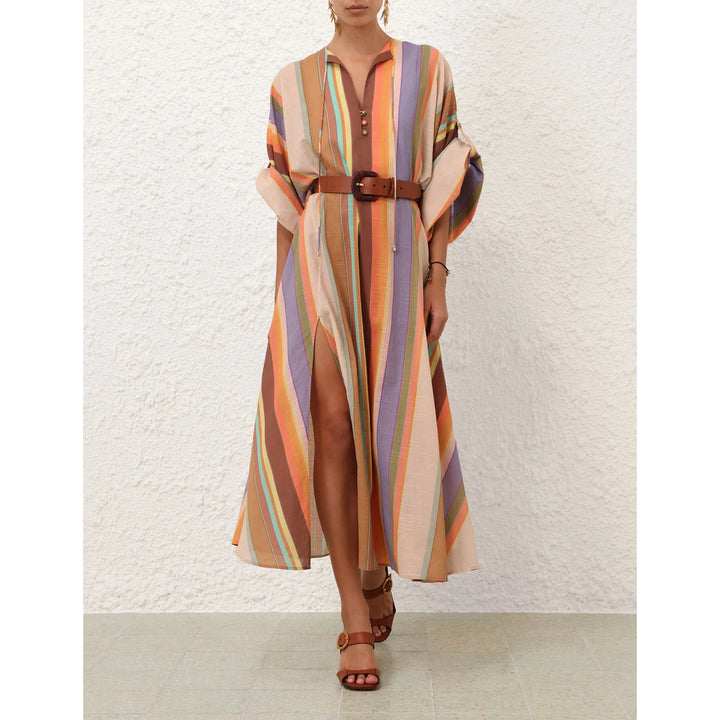 Solstice Tunic Midi Dress in Multi Stripe