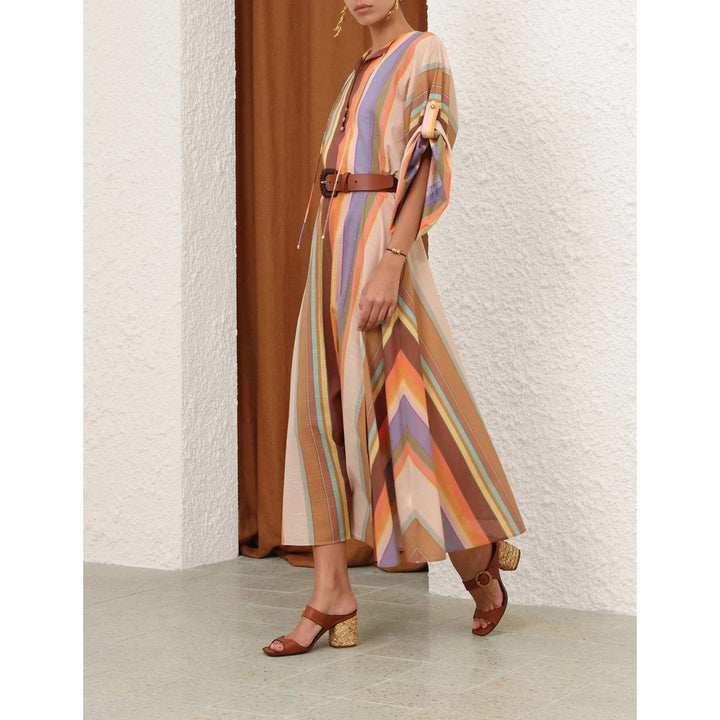 Solstice Tunic Midi Dress in Multi Stripe
