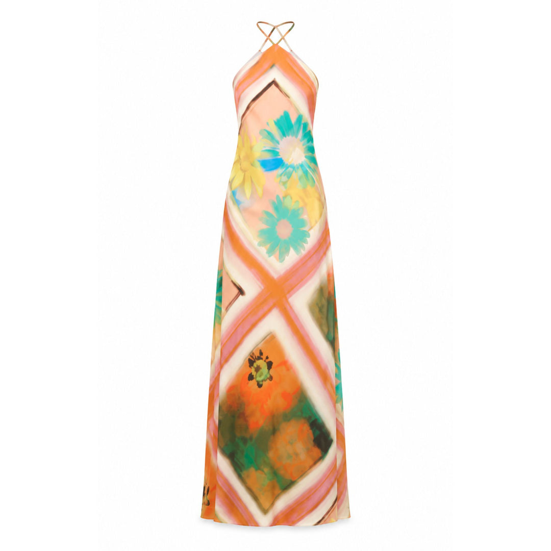 staud halter dress Cubism Dress in Superbloom Scarf – STAUD