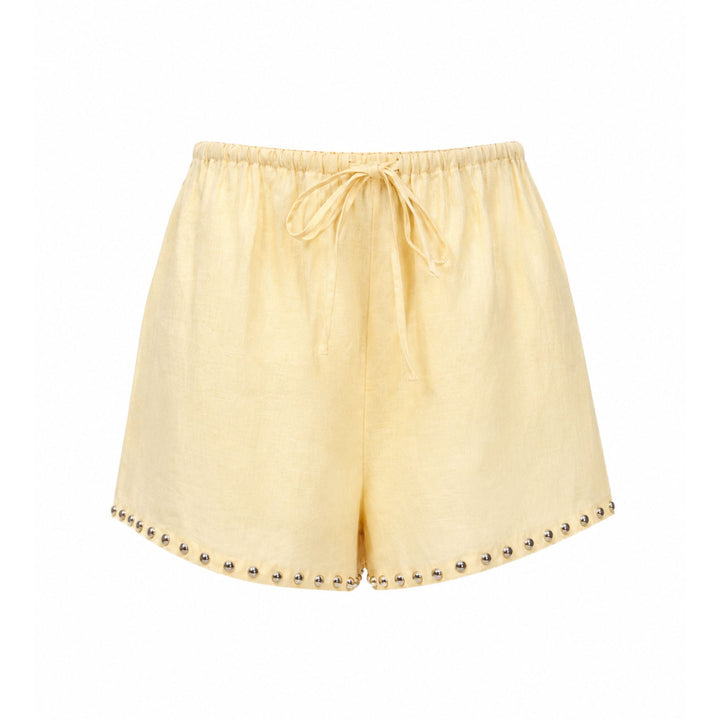 Paddle Linen Short in Butter Studs