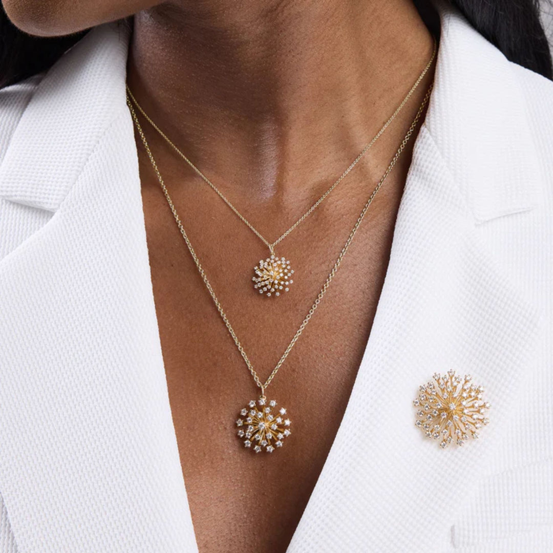 BIG STONE BURST FLOWER PENDANT