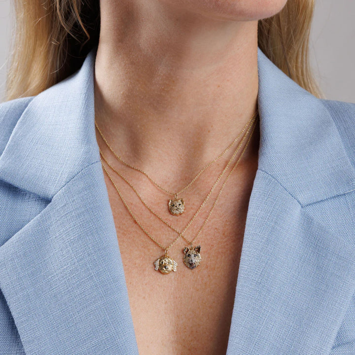 YORKIE CHARM ON LIGHT TIFFANY CHAIN