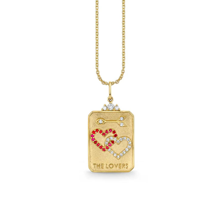 LOVERS TAROT CARD CHARM ON MEDIUM TIFFANY CHAIN