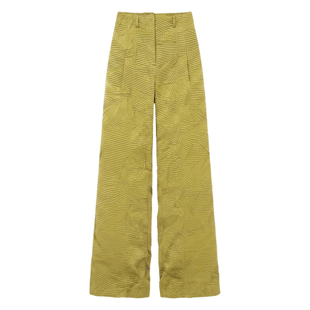 Carine Satin Pant in Moss Gold