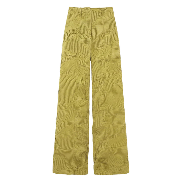 Carine Satin Pant in Moss Gold