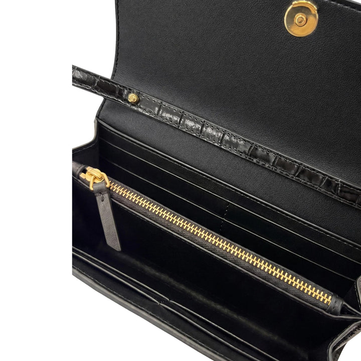 Croc Embossed Crossbody Wallet