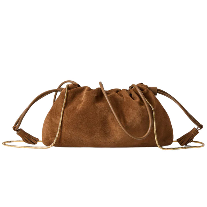 Small Suede Veronica Beard Stash Bag-Acorn