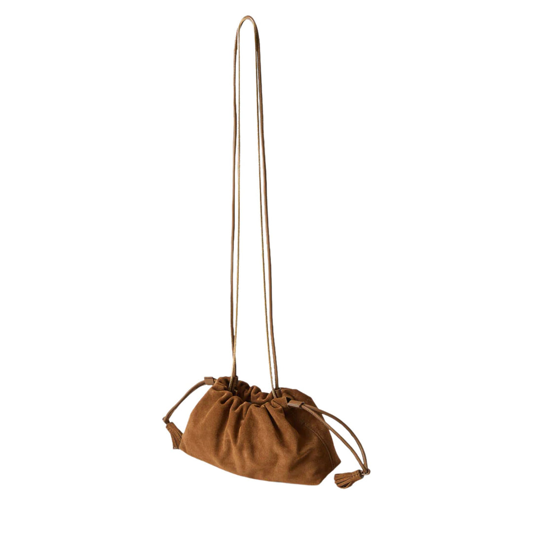 Small Suede Veronica Beard Stash Bag-Acorn