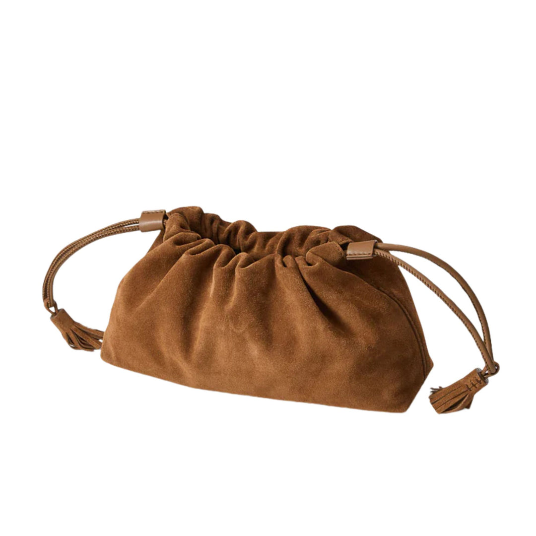 Small Suede Veronica Beard Stash Bag-Acorn