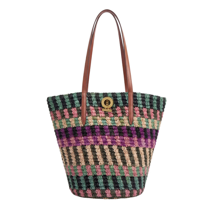 Striped Raffia Bag