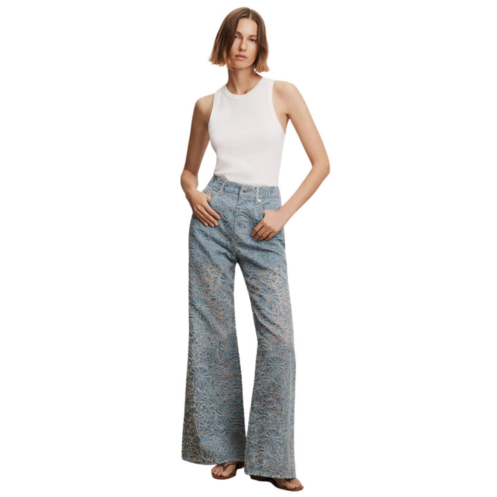 Taylor High Rise Wide Leg W/ Burnout Floral