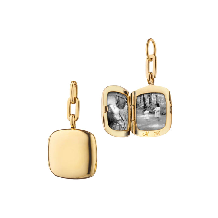 18K Yellow Gold Slim Cushion Locket Charm