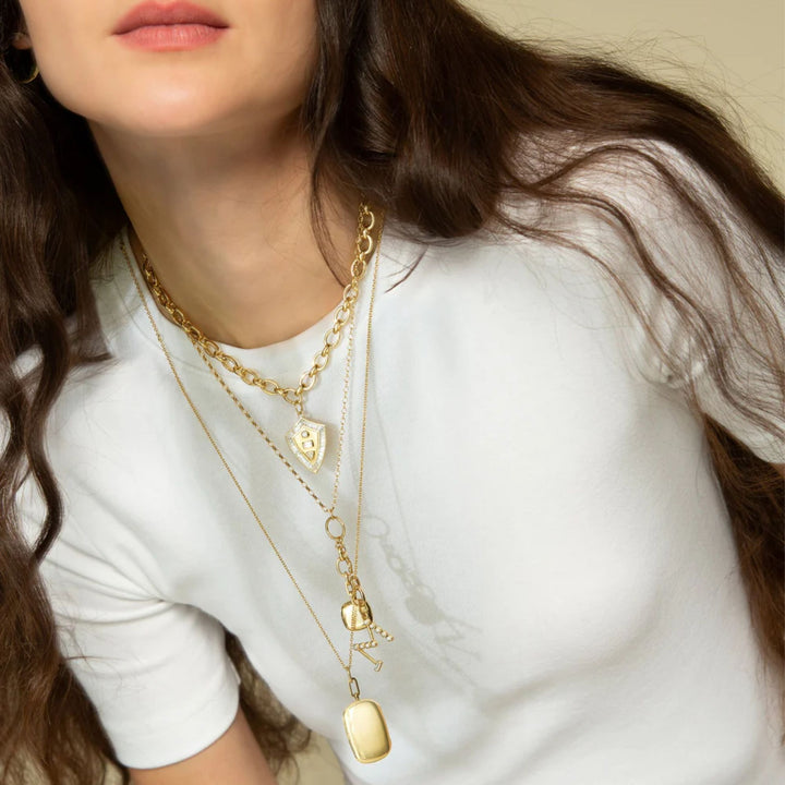 18K Yellow Gold Slim Cushion Locket Charm