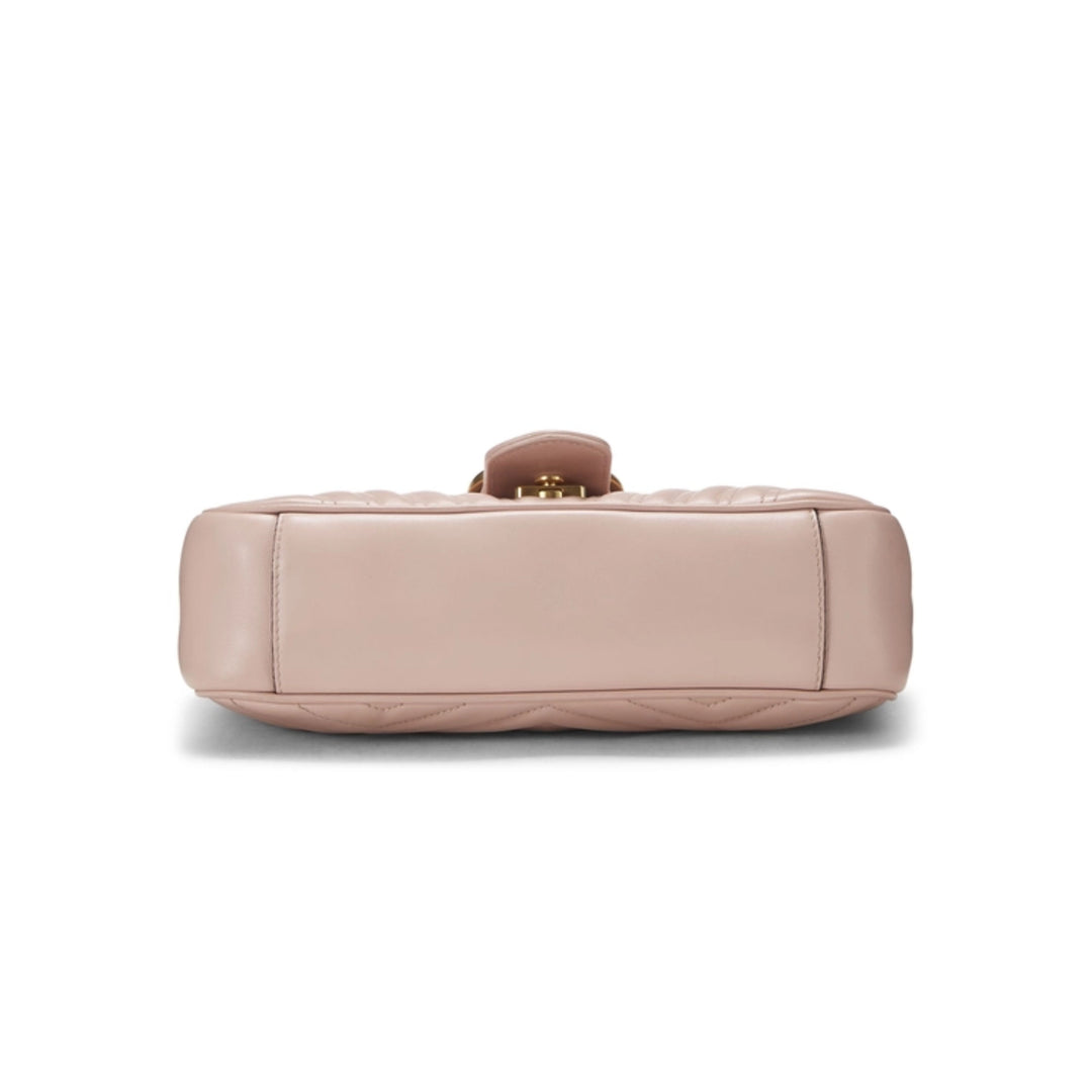 GUCCI PINK LEATHER G G MARMONT MATELASSE SHOULDER SMALL