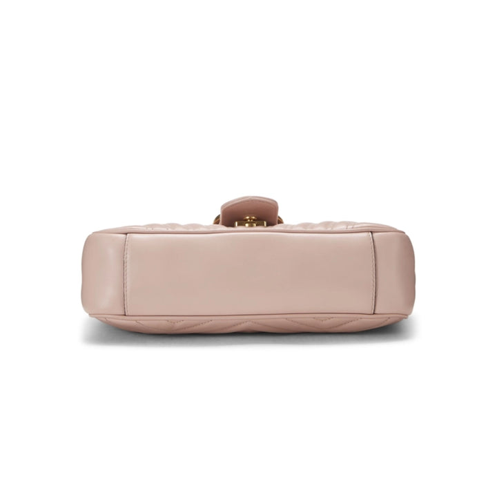 GUCCI PINK LEATHER G G MARMONT MATELASSE SHOULDER SMALL