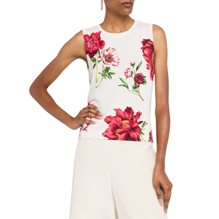 Sleeveless Peony Print Twinset Tank