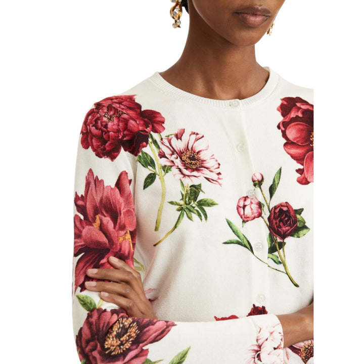 Long Sleeve Peony Print Twinset Cardigan