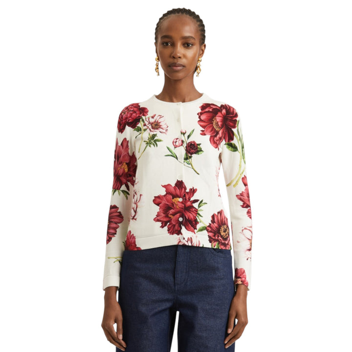 Long Sleeve Peony Print Twinset Cardigan