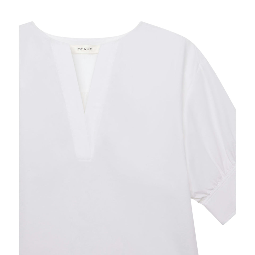 V-Neck Popover Top in White