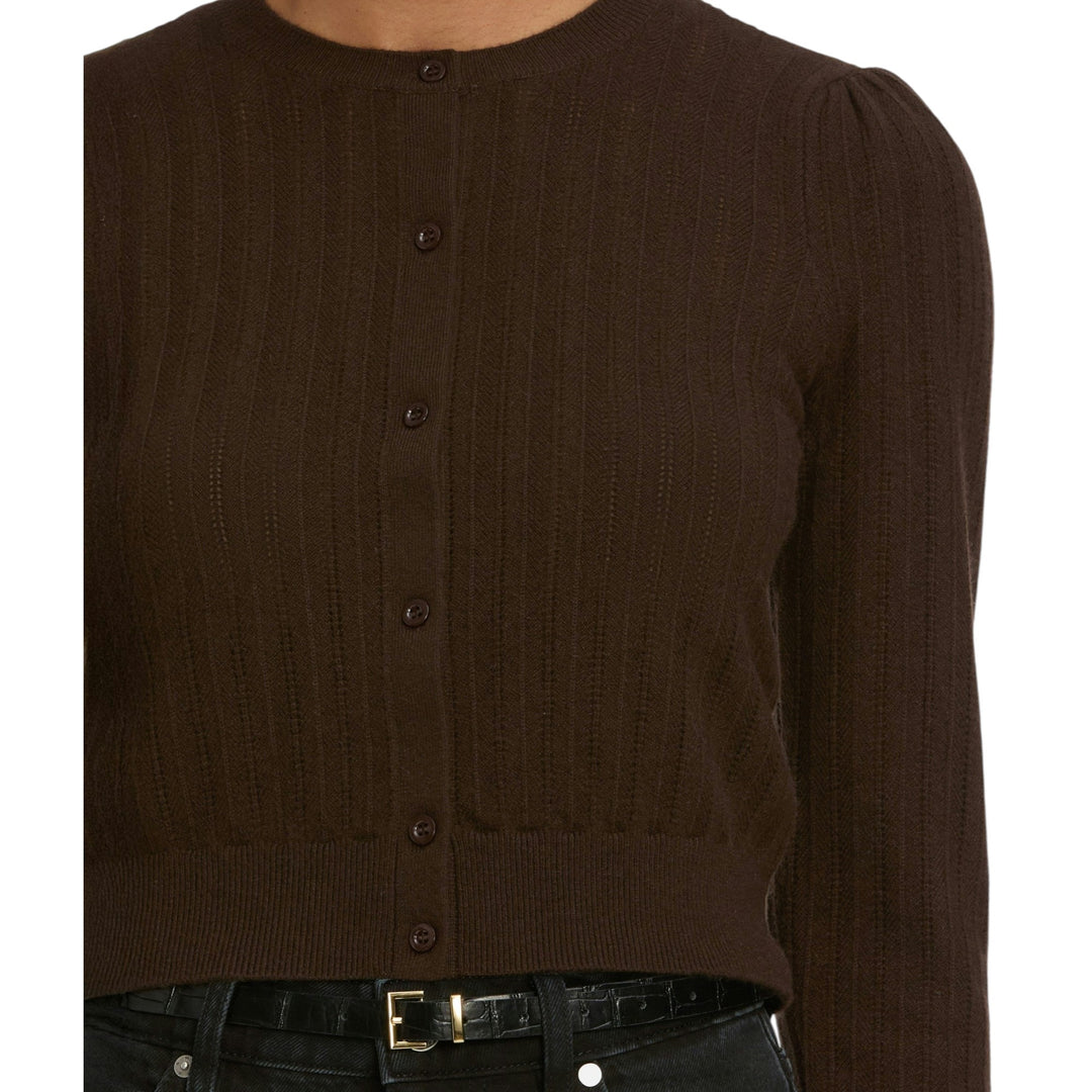 The Ladder Pointelle Cardigan in Coffee