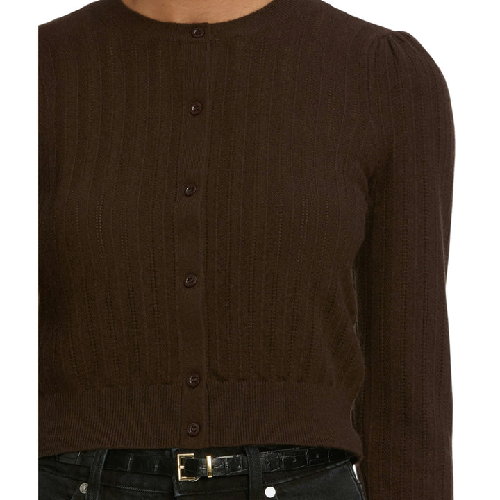 The Ladder Pointelle Cardigan in Coffee